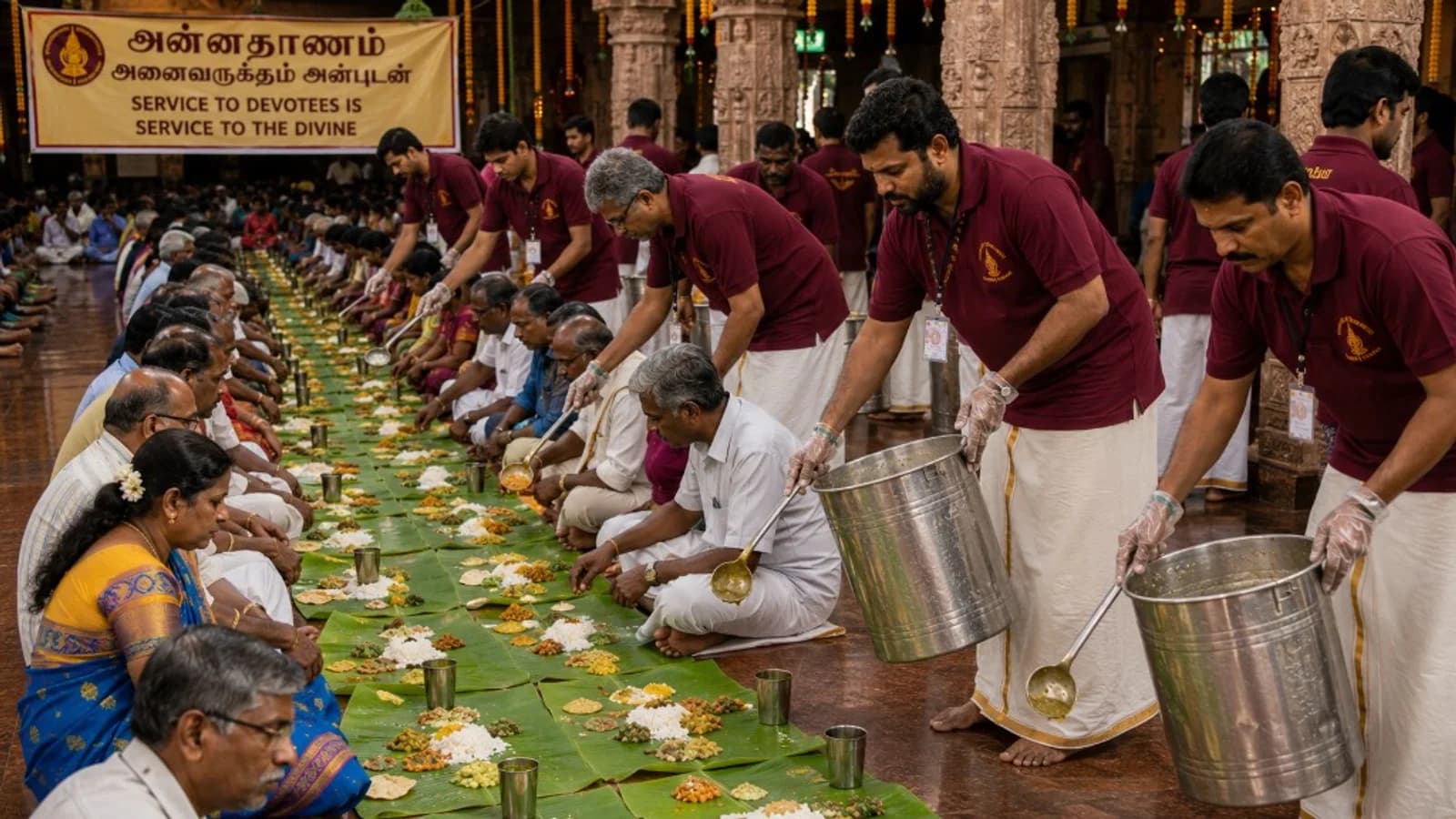 Annadhanam free meal service at the temple